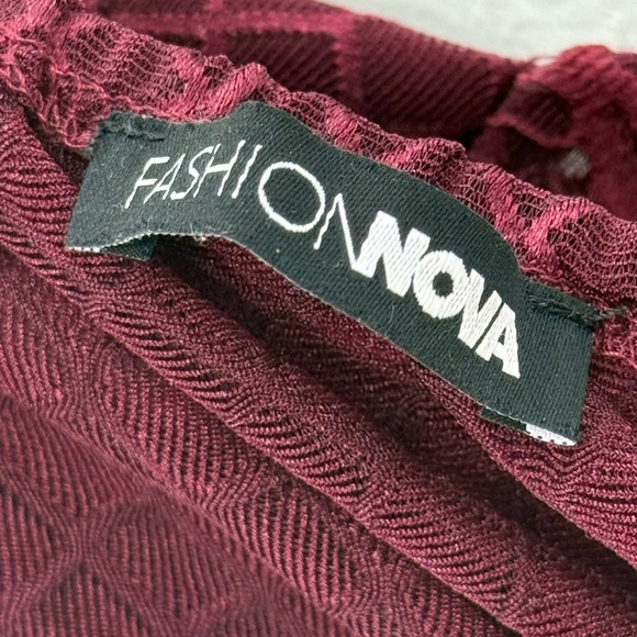 Fashion Nova Burgundy Lace Bodysuit Top - Picture 3 of 11
